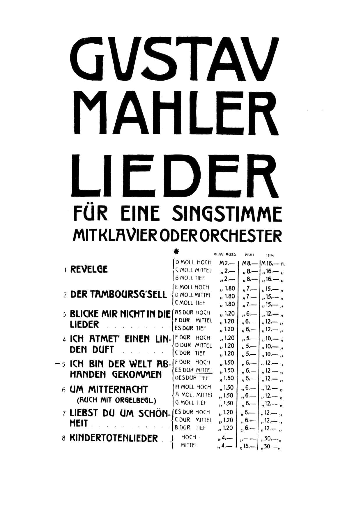 mahler sheet music score download partitura partition spartiti 楽譜