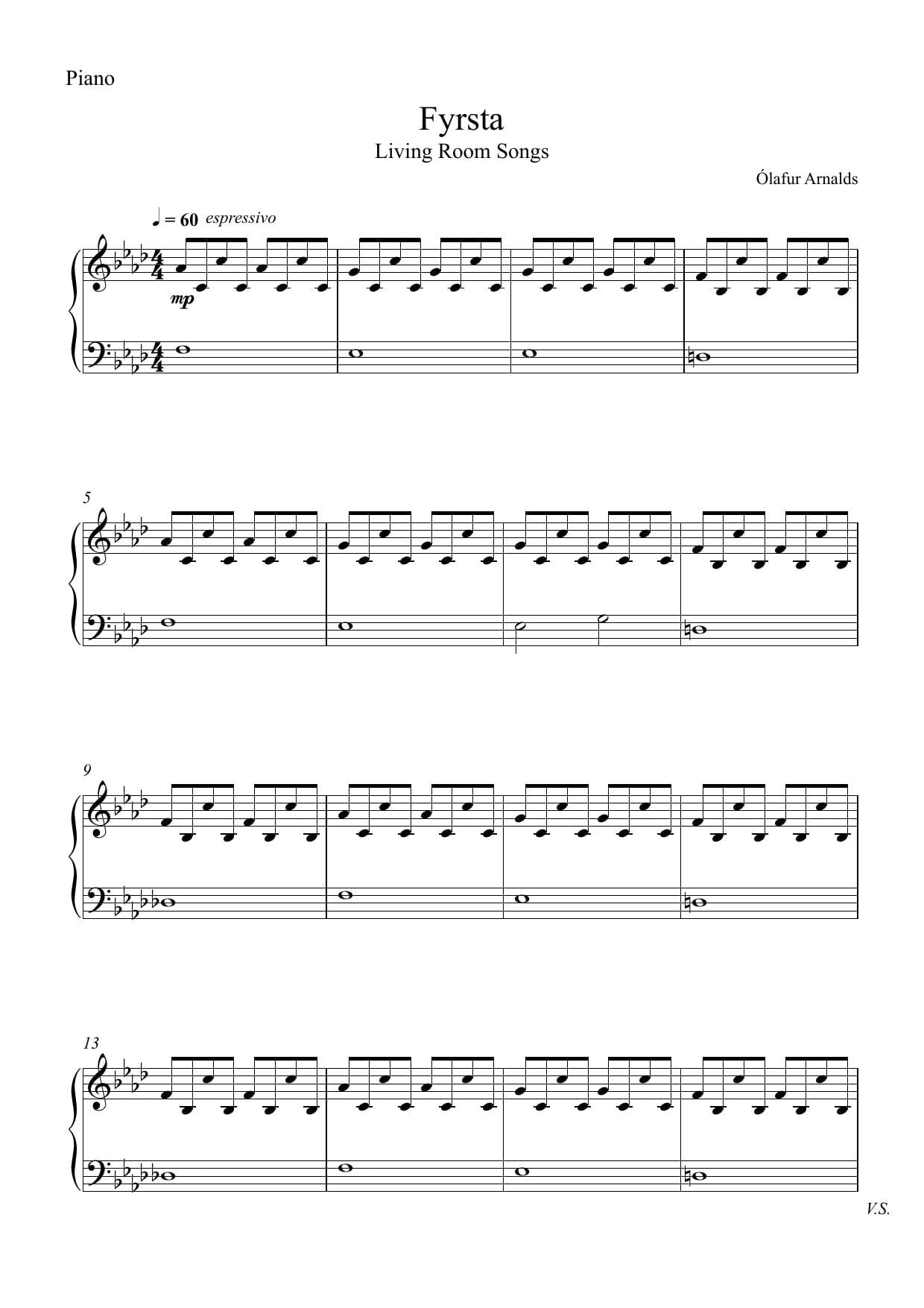 Olafur Arnalds sheet music score download partitura partition spartiti noten 楽譜 망할 음악 ноты