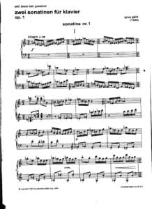 sheet music Arvo Pärt