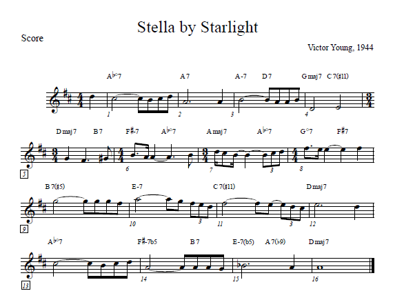 Stella by Starlight original harmony sheet music