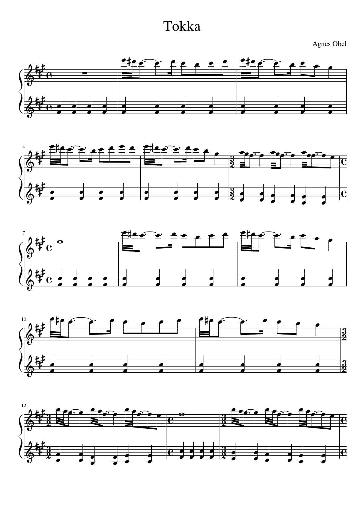 free sheet music Who is Agnes Obel